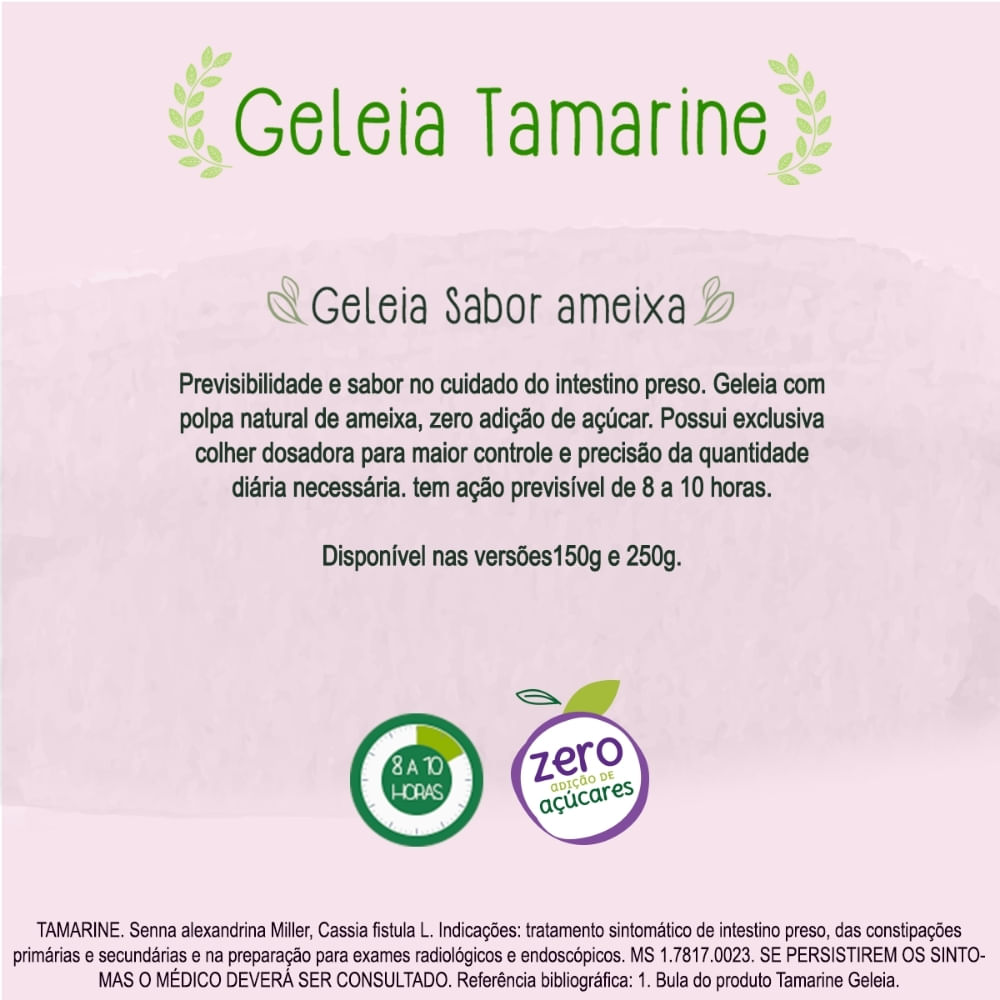 Laxante Tamarine Geleia Fitoterápico Sem Açúcar 150g Sabor Ameixa